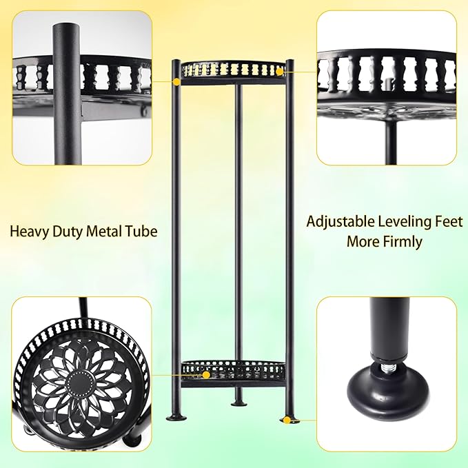 Plant Stand Indoor Outdoor, 30'' Tall Plant Stands, 2 Tier Metal Planter Stand, Flower Stand Plant Pot Holder for Living Room, Corner, Deck