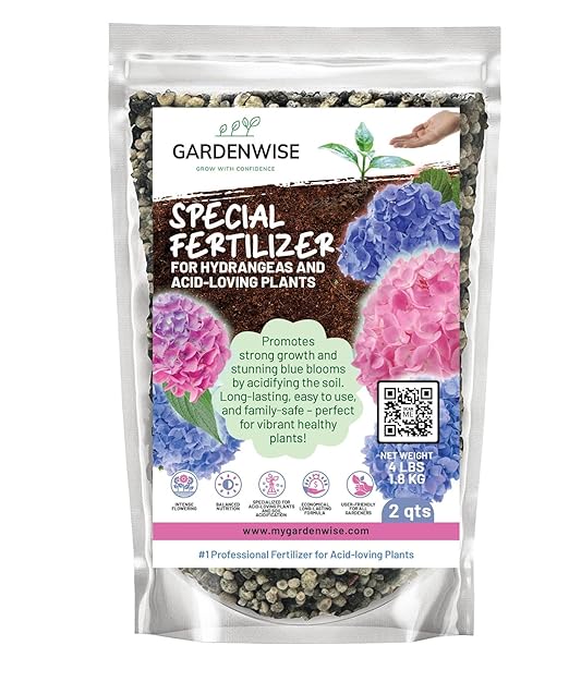 Slow Release Hydrangea Fertilizer with Iron & Sulfur – Indoor & Outdoor Soil Acidifier for Miracle Growth (2 qt)
