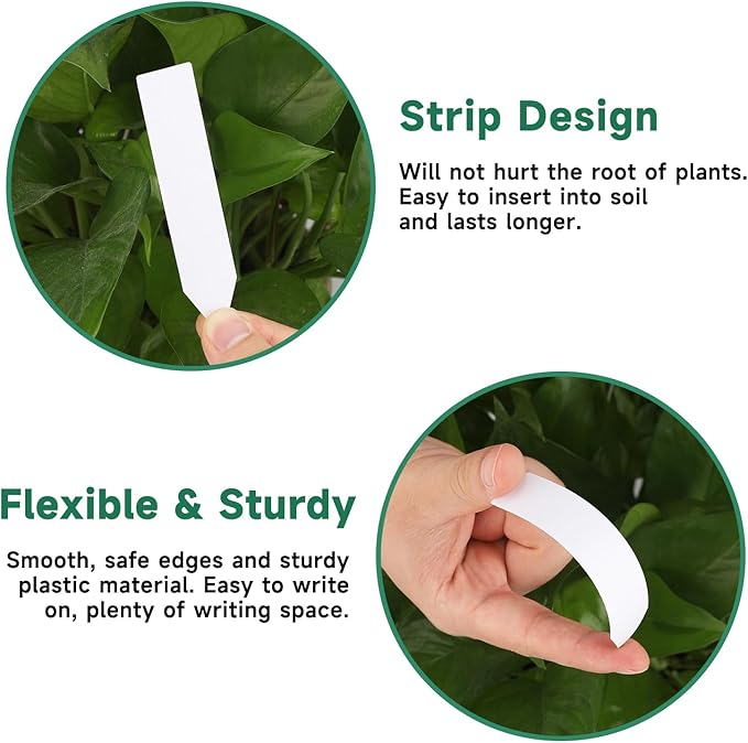 KINGLAKE Plant Labels,Plastic Plant Tags 4 Inch,200 Pcs Nursery Garden Labels Plants Markers for Outdoor Garden Waterproof,Plants Name Tags White with Marking Pen