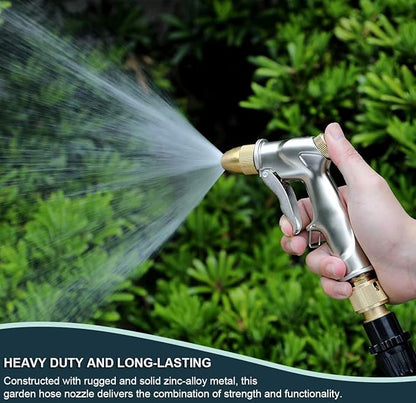ESOW Garden Hose Nozzle, 100% Heavy Duty Metal Spray Gun with Full Brass Nozzle, 4 Watering Patterns Watering Nozzle- High Pressure Pistol Grip Sprayer for Watering Plants, Car Wash and Showering Dog