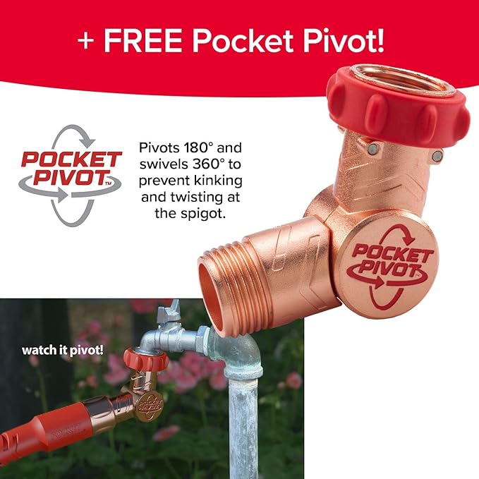 Pocket Hose Copper Head Expandable Garden Hose 75ft with Pocket Pivot, No Tangles, AS SEEN ON TV, 360° Swivel, Tri-Tex Tubing, Force Field Jacket, Lead-Free, No-Kink, Anti-Burst w/APT
