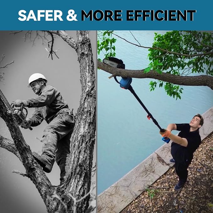Cordless Pole Saws for Tree Trimming,2-In-1 Mode Cordless Pole Saw for Cutting Branches and Wood,with Portable Bag and 2-20V 4A Battery