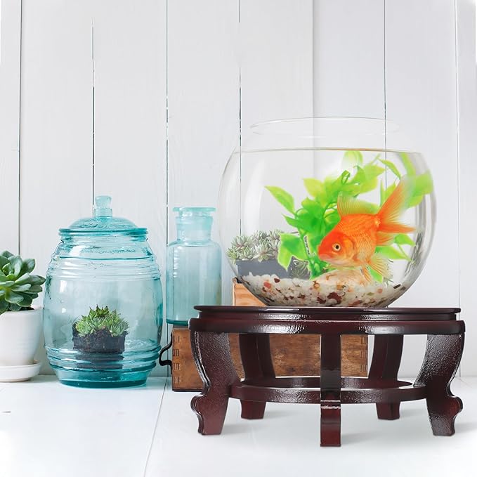 15.75 Inches Wooden Planter Stand Indoor Chinese Vase Fishbowl Display Stands Asian Vase Pot Traditional Stands for Home Indoor Plants Outdoor Decoration