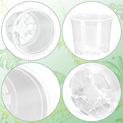21 Pack 3.5/5/6 Inch Clear Nursery Pots for Plants, Clear Plant Pots with Drainage Holes, Flexible Plastic Plant Pots, Seedling Planter Seed Starter Pots(3.5+5+6 Inch)