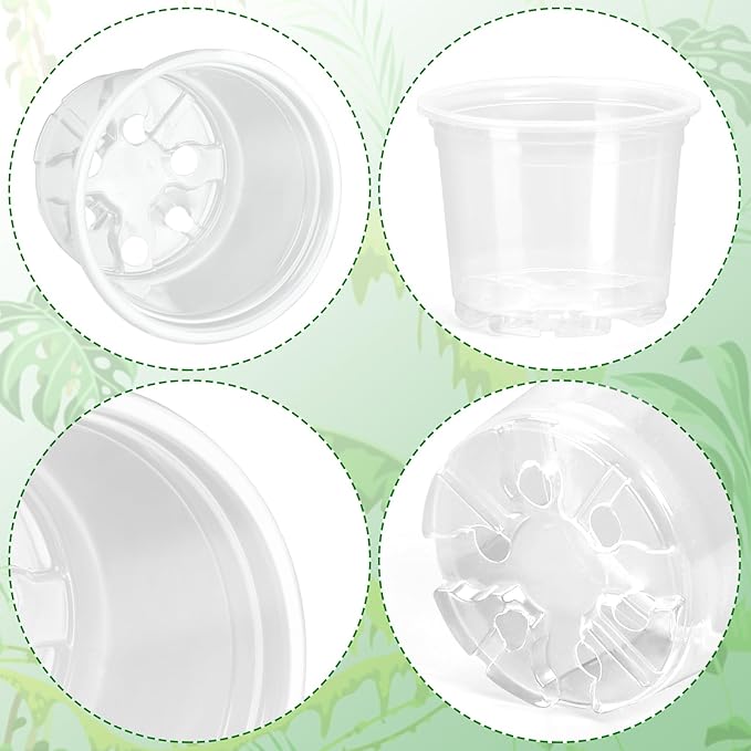 20 Pack 7 Inch Clear Nursery Pots for Plants, Clear Plant Pots with Drainage Holes, Flexible Plastic Nursery Pots Variety Pack, Seedling Planter Seed Starter Pots(7 INCH)