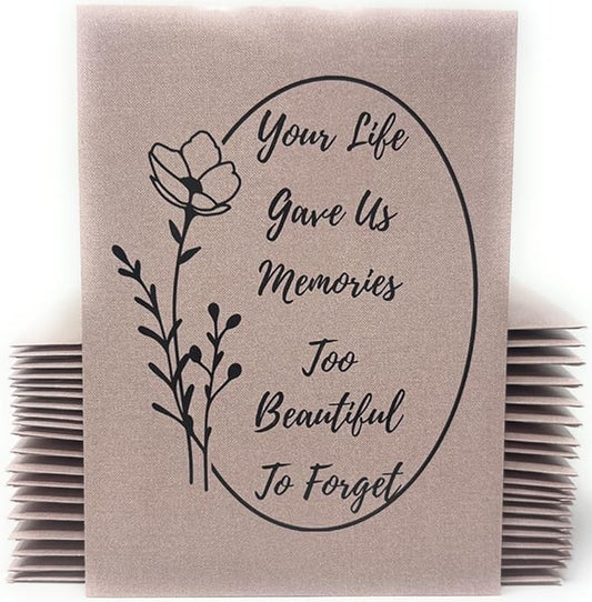 Forget Me Not Seeds - Memorial Funeral Favors - Memories Too Beautiful - 3.25x4.5 inches - Prefilled Seed Packets - Ready to Give - Pack of 20