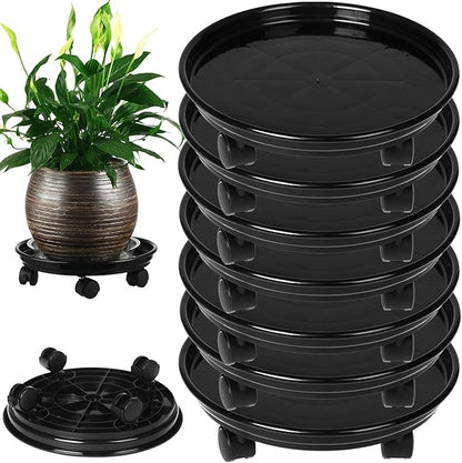 7 Packs Plant Caddy with Wheels 11.8" Plastic Rolling Plant Stands Heavy-Duty Plant Dolly with Casters Indoor Outdoor Wheeled Plant Roller Base Large SaucerTray Mover