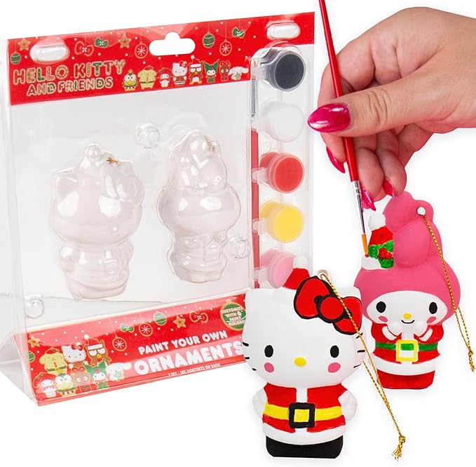 Horizon Group USA Paint Your Own Figurine Kit, DIY Art Project for Kids, Hello Kitty and My Melody Ornaments