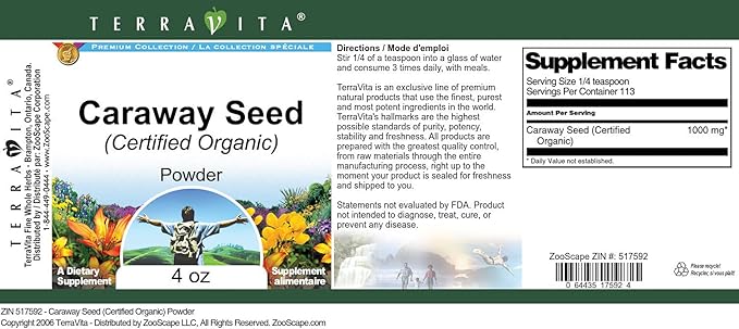 Caraway Seed (Certified Organic) Powder (4 oz, ZIN: 517592) - 3 Pack