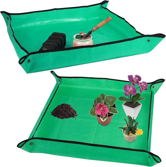 Azureblue 2 Pieces Pottng Mat Set, 26.8inch Plant Repotting Mat+30inch Potting Soil Mat for Indoor House Plants Repotting