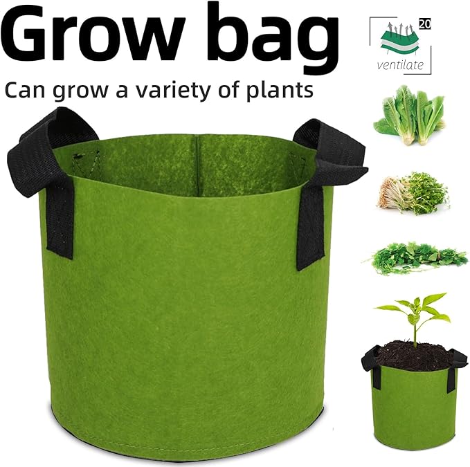 Grow Bags,Growing Pot Bags Garden Grow Bag Indoor Outdoor Fabric Aeration Plant Pot Container Flower Vegetable Pouch (Army Green,20Gallon)