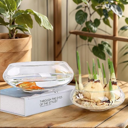 Lotus Bowl Planter, Glass Lotus Flower Bowl, Lotus Bowls For Planting In Water Indoors, Suitable to Succulent Plants Flower Hydroponic Plant Without Bracket