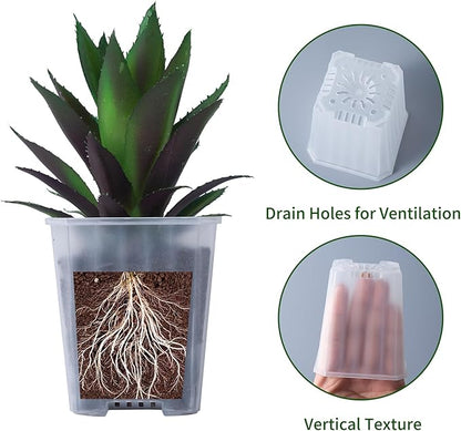 foxany 3 Inch Clear Nursery Pots, 30 Pcs Thick Plastic Plant Pot, Square Flower Planting Pots Variety Pack, Seedling Planter Starter Pots with Saucers for Garden