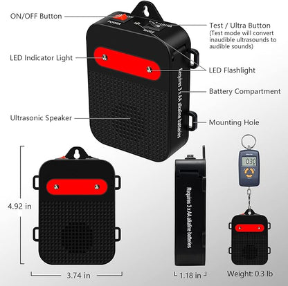 Ultrasonic Rodent Repellent Under Hood Battery Operated Pest Repeller with Strobe Lights, Humane Mouse Deterrent for Car Engines, Garage – Prevents Nesting & Wire Damage, 1 Pack