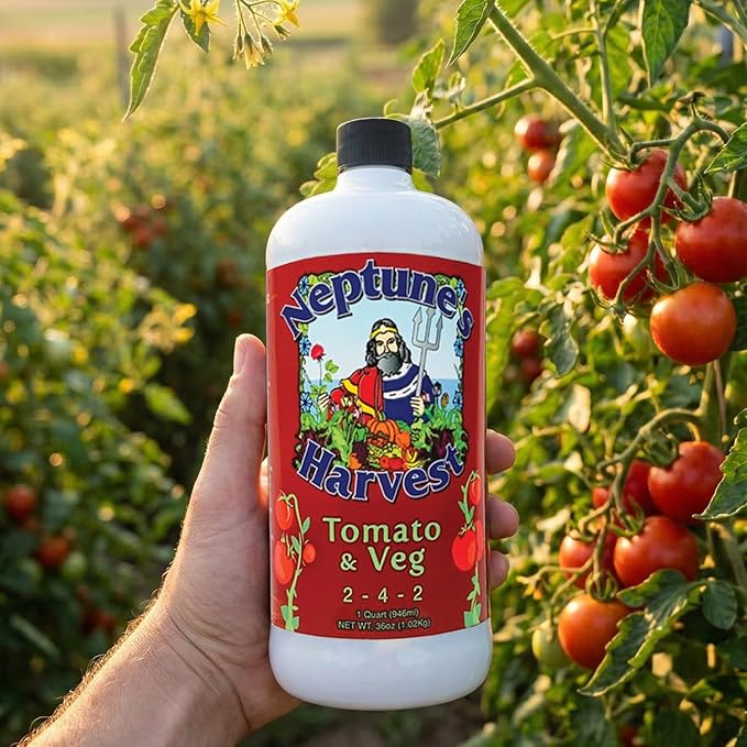 Neptune’s Harvest Organic Tomato & Vegetable Plant Fertilizer (2-4-2) - 36oz Bottle - Liquid Plant Food w/Fresh Fish, Seaweed, Molasses, Yucca Extract, & Humic Acids - for Vegetable Garden