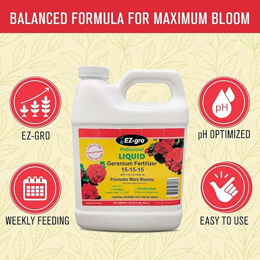 Geranium Fertilizer by EZ-GRO | 15-15-15 is a Plant Food for All Geranium Plants