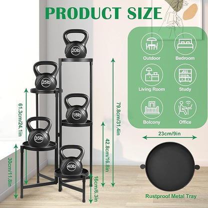 Plant Stand Indoor Outdoor 5 Tier Black Metal Plant Holder 31 in Tall,Tiered Flower Pot Display Stand,Multiple Plant Stand for Living Room Corner Garden Patio Lawn Balcony