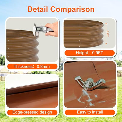 Raised Garden Bed Outdoor 2 Sets Oval Large Coating Metal Planter Box with No Heavy Metal for Vegetables, Flowers, Herbs
