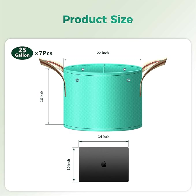 7 Pcs 25 Gallon Potato Grow Bag, PE Garden pots Plant Grow Bag with Branch-Binding Holes and Drain holefor for Vegetables, Strawberries, Flowers