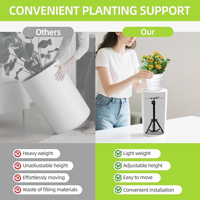 1PCS Adjustable Planter Inserts Plant risers,Tall Tapered Plant Riser Fill Bottom，Planter Fillers for Large Pots，Indoor and Outdoor （12-21" Rise，4-12" Top）