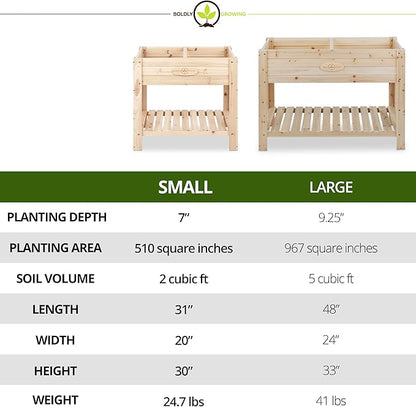 Boldly Growing Cedar Patio Planter with Shelf - BGSP76