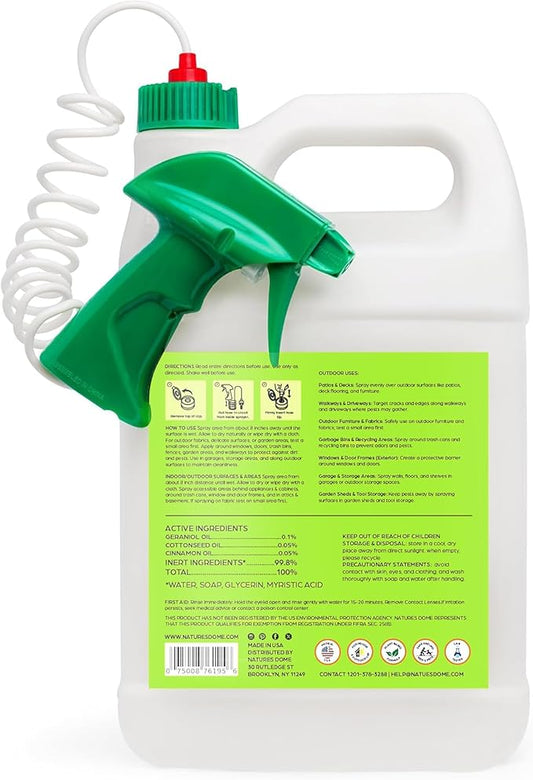 Nature's Dome Eco-Friendly Pest Control Spray – Ant, Roach, Spider, Fly, Flea and Insect Control with Natural Essential Oils – Fast-Acting, Child & Pet Safe for Indoor & Outdoor (1 Gallon)