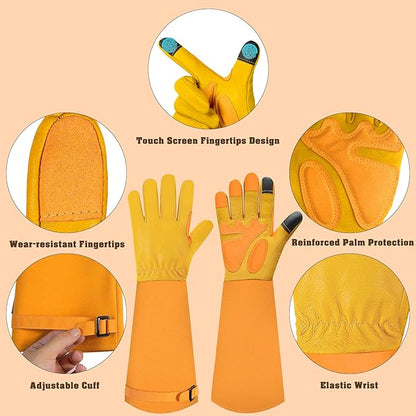 Long-Gardening-Gloves for Women/Men - Thorn Proof Rose Pruning Gloves Heavy Duty Gauntlet, Best Garden Gifts for Gardener-L