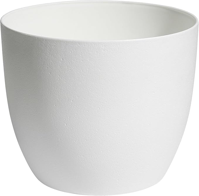 T4U 6 Inch Self Watering Planters Plastic Plant Pot, Modern Decorative Flower Pot/Window Box for All House Plants, Flowers, Herbs, African Violets, Succulents - White, Set of 6