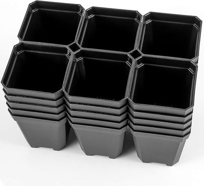 100 Pack 2.7 Inches Square Nursery Pot, Plastic Nursery Pots with Drainage Hole for Seedlings, Succulents, Potted Plants, Black