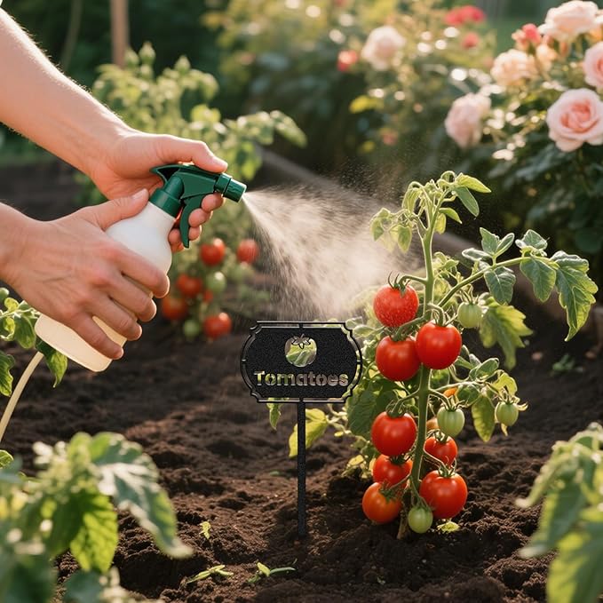 CUTHOLLOW 8PCS Metal Plant Markers Stakes Vegetable for Outdoor Indoor, 3.5"x7" Waterproof Cute Garden Plant Labels Signs Tags for Farmhouse Greenhouse Decor - Funny Gardening Gifts