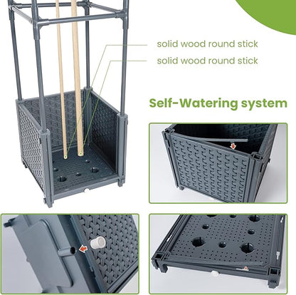 GREEN MOUNT Raised Garden Bed Planter Boxes with Trellis for Climbing Vegetables Plants Tomato Cage