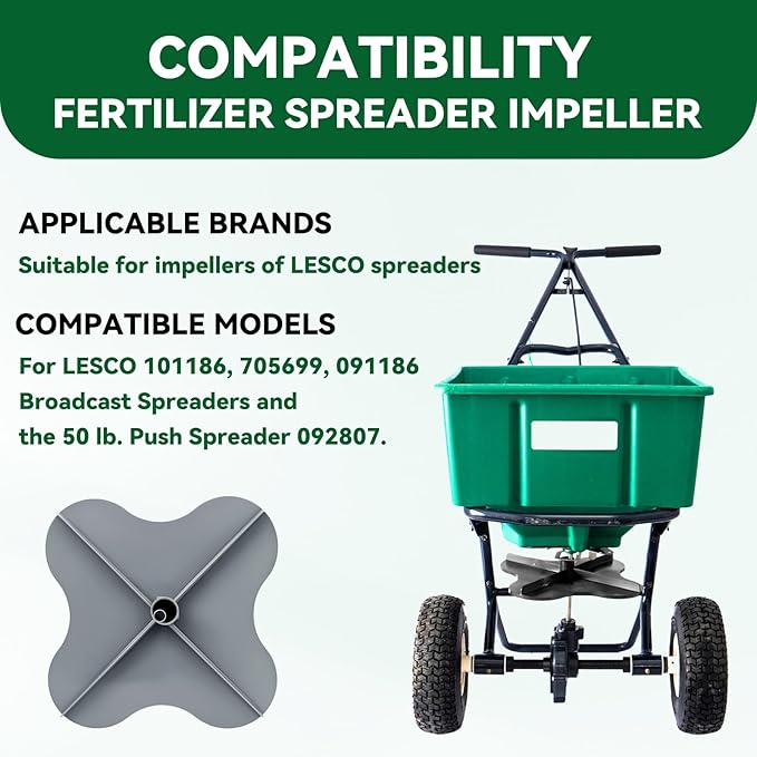 Fertilizer Spreader Impeller for Lesco 030317 101186, 705699, 091186 Spreader Replacement