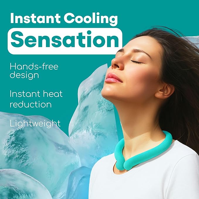 Medi Grade Neck Cooling Tube - Reusable, Instant Cooling Neck Ring - Mess-Free, Lightweight & Portable Ice Ring For Neck - No Power Needed - For Summer Heat Relief - 1 x Medium - 5.6” x 6.7”