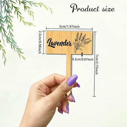 arricraft 15 Pcs Plant Labels, Wooden Herb Markers Herb T Type Tags Garden Labels with Printed Herb Name Wood Garden Stakes for Indoor and Outdoor Potted Seed Herbs Unique Funny Gifts