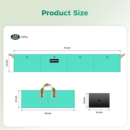 2 Pcs 135 Gallon PE Rectangle Plant Grow Bags, 6x3x1ft Large Garden Grow Bag Outdoor 8 Grids Planter Box Planting Container for Growing Tomatoes Potatoes Plants Flowers, Green