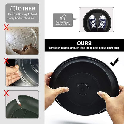 TITE 3 Pack Plant Saucer Heavy Duty Sturdy Drip Trays for Indoor and Outdoor (12 Inch, Black)