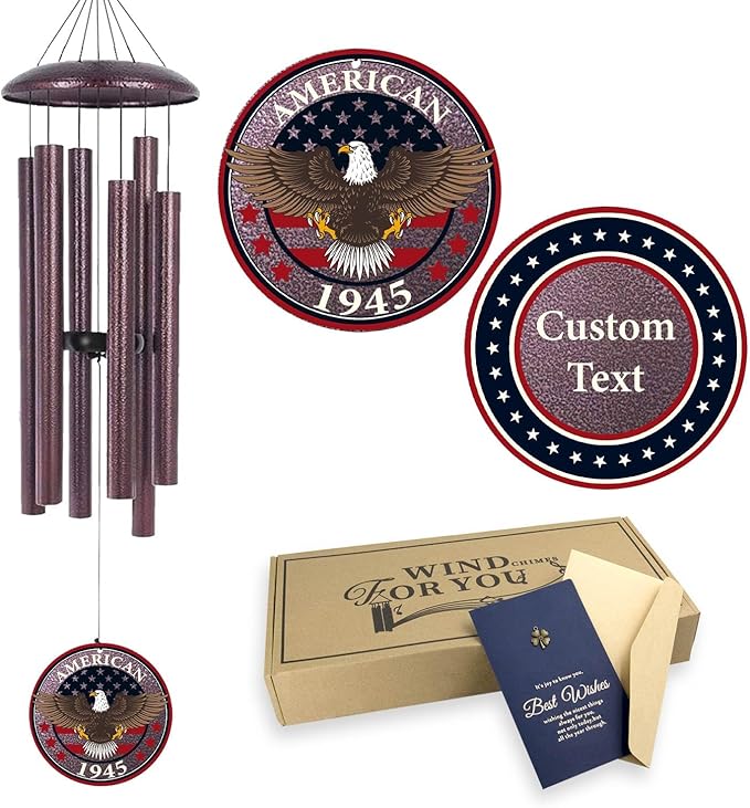 Personalized Wind Chimes for Military, Memory Gifts for US Veteran, Memorial Wind Chimes for Loss Loved One, Sympathy Gifts for Loss Soldiers Navy, Army, Air Force, Produced in USA