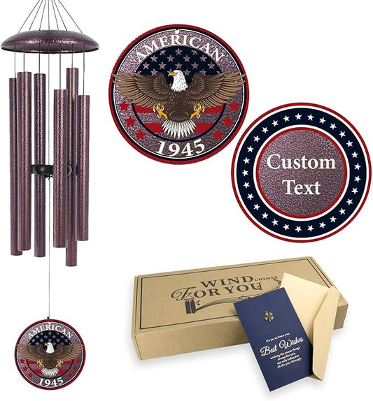 Personalized Wind Chimes for Military, Memory Gifts for US Veteran, Memorial Wind Chimes for Loss Loved One, Sympathy Gifts for Loss Soldiers Navy, Army, Air Force, Produced in USA