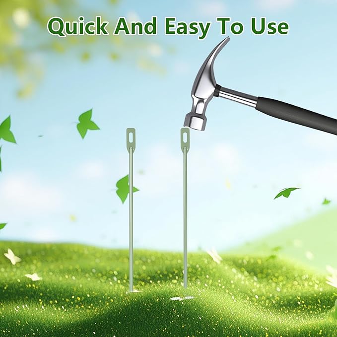 2 Pack Yard Sign Stakes Metal, 16.5 Inch Long Green Paint Stakes Durable Waterproof Windproof for Corrugated Plastic Signs Yard Sign Holder, Hardware Included