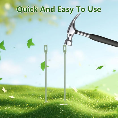 2 Pack Yard Sign Stakes Metal, 16.5 Inch Long Green Paint Stakes Durable Waterproof Windproof for Corrugated Plastic Signs Yard Sign Holder, Hardware Included