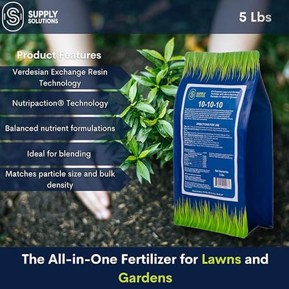 Supply Solutions 10-10-10 Complete Lawn & Garden Granular Fertilizer with Micronutrients – Balanced NPK Plant Food for Soil Health, Blooms & Roots – Safe for Vegetables, Fruits, Lawns (5 Pounds)