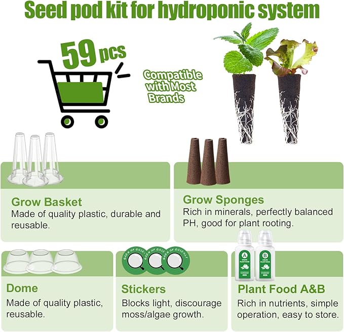 Gourmet Lettuce Seed Pod Kit for AeroGarden, iDoo, Ahopegarden, MuFGA with Nutrient Solution, Hydroponics Growing Kit for Indoor Garden System (12-Pod)