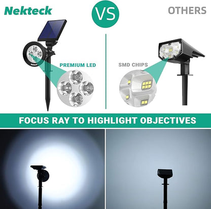 Nekteck Solar Lights, 2-in-1 Solar Spot Lights Outdoor, Waterproof Solar Powered Landscape Spotlights, Bright and Dark Sensing, Auto On/Off for Yard, Pathway, Garden, Driveway (6 Pack, Warm White)
