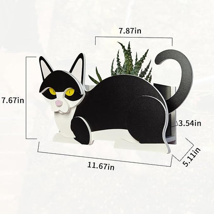 Black and White Cat Planter, Cute Animal Shape Flower Planters, Plant Pots for Indoor/Outdoor Garden Decor, Unique Gifts/Souvenirs for Pet Lovers