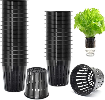ZeeDix 2 Inch Net Pots for Hydroponics, 25 Pack Mesh Net Cups Hydroponic Baskets Plant Nursery, Reusable Heavy Duty Wide Lip Round Bucket Basket for Plants
