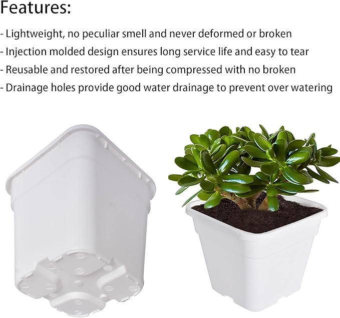 Plant Pots Flower Pot 10-Pack 5 Gallon Planter Nursery Pot Garden Seedling Planters Containers Plastic Injection Molded Pots with Drainage Holes for Outdoor Indoor Plants Vegetables, White