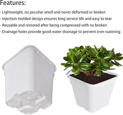 Plant Pots Flower Pot 10-Pack 5 Gallon Planter Nursery Pot Garden Seedling Planters Containers Plastic Injection Molded Pots with Drainage Holes for Outdoor Indoor Plants Vegetables, White