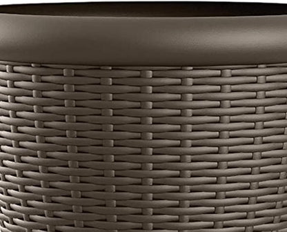 Suncast 4 Pack Wicker Planter w/ Drillable Drain Holes, Decorative Indoor/Outdoor Pot, 18in, Java