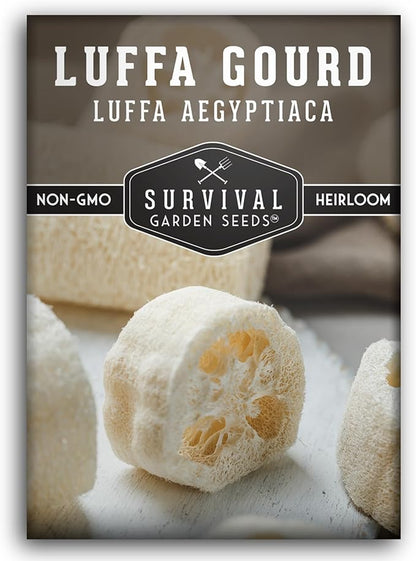 Survival Garden Seeds - Luffa or Loofah Seed for Planting - 1 Packet with Instructions to Plant and Grow Ornamental Gourds in Your Home Vegetable Garden - Non-GMO Heirloom Variety