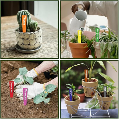 arricraft 15 Pcs Herb Theme Triangle Shaped Wooden Plant Tags, Colorful Waterproof Garden Stake Plant Marker for Indoor Outdoor Potted Nursery Marker Decoration Accessories 6x1 inch